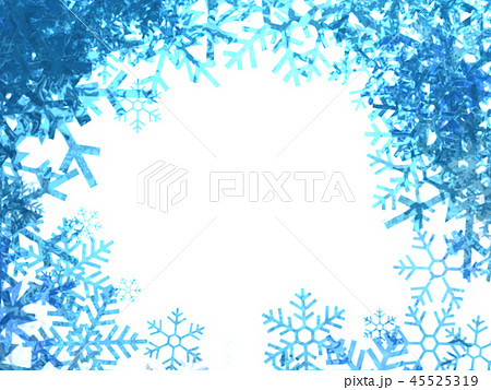 Cg 3d イラスト バックグラウンド 雪 結晶 冬 寒い 青 コピースペース フレーム 飾りのイラスト素材