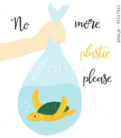 Eco concept poster with marine turtle. 45527821