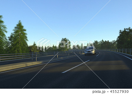 高速道路を走る車のイラスト素材