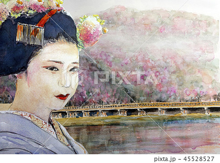 村上隆 もののけ 京都 ポスター 京都の舞妓さん 赤に桜