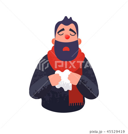 The man has a cold. Flu ill sick concept. 45529419