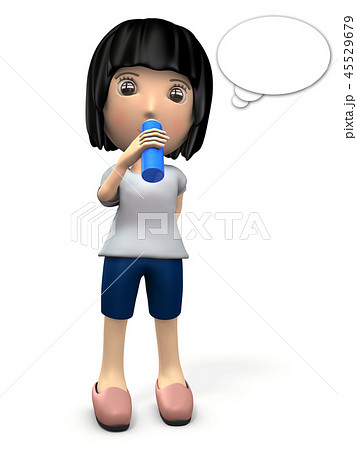 水分補給をする若い女性 水分補給をする若い女性 45529679