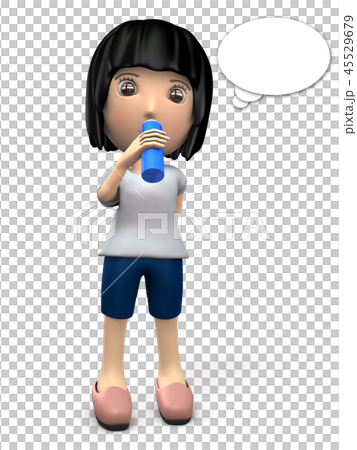 水分補給をする若い女性 水分補給をする若い女性 45529679