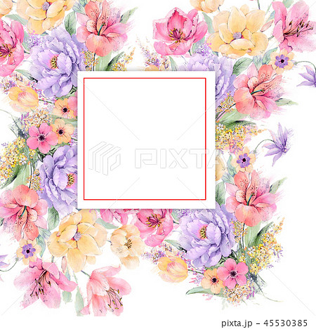 透明水彩 水彩画 花のイラスト素材