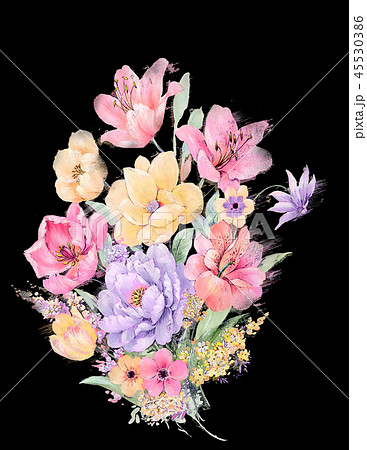 透明水彩 水彩画 花のイラスト素材