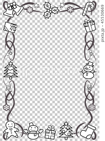 Christmas object vertical rectangular frame (line drawing only) 45530669