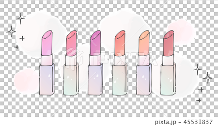 さまざまな色の口紅 水彩風 のイラスト素材