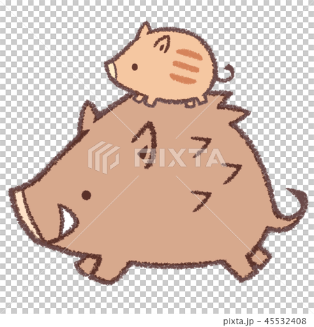 イノシシ親子のイラスト素材 [45532408] - PIXTA