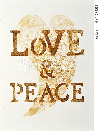 文字 Love Peace 英文字 メッセージ 背景素材の写真素材