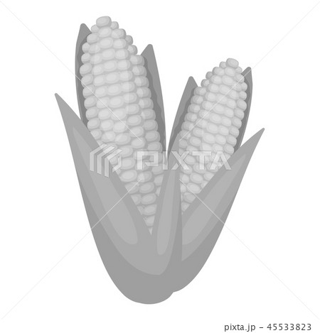 Sweet Corn Icon In Monochrome Style Isolated On のイラスト素材