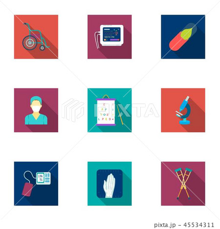 Medicine and hospital set icons in flat style. Big collection of medicine and hospital vector symbol Medicine and hospital set icons in flat style. Big collection of medicine and hospital vector symbol 45534311
