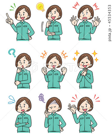 作業着を着た女性 セット 作業着を着た女性 セット 45534353