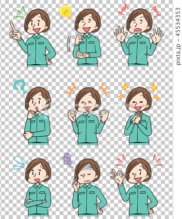 作業着を着た女性 セット 作業着を着た女性 セット 45534353