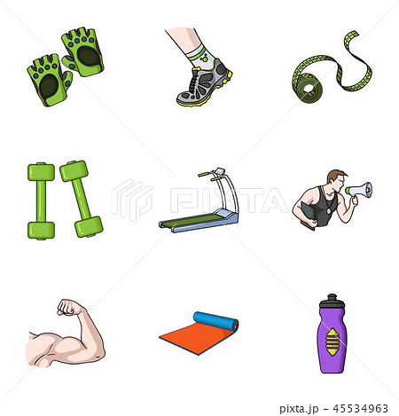 Sport and fitness set icons in cartoon style. Big collection of sport and fitness vector symbol 45534963