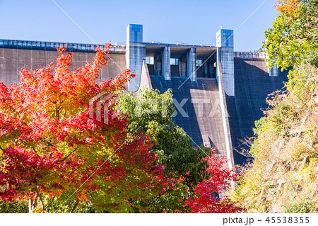 神奈川県 宮ヶ瀬ダム 紅葉の写真素材