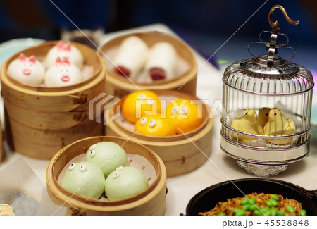 Dim sum in bamboo steamer, animal theme for kids 45538848