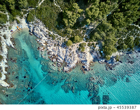 Beautiful beach top aerial view drone shot 45539387