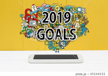 2019 Goals concept with smartphone 45544535