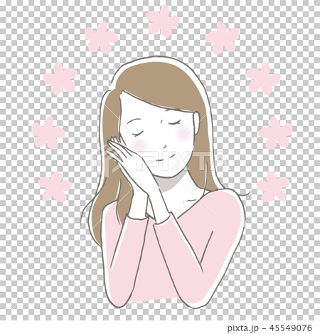 Woman happy soft hand drawn style 45549076