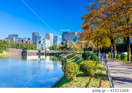 東京　皇居周辺の風景（桜田濠と桜田門） 45551009