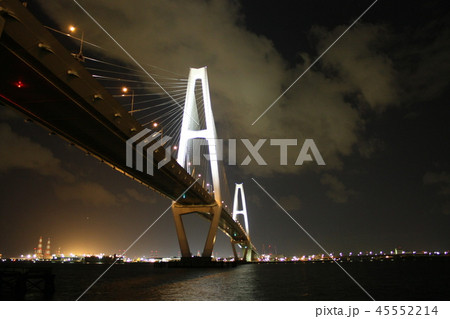 名港トリトンの夜景の写真素材