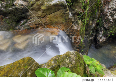 tropical waterfall surrounded by green forest tropical waterfall surrounded by green forest 45552381