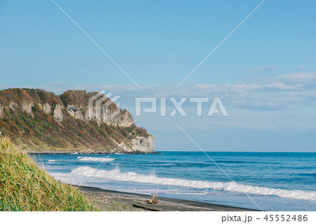 Beach and ocean at cape Chikyu Hokkaido Japan Beach and ocean at cape Chikyu Hokkaido Japan 45552486