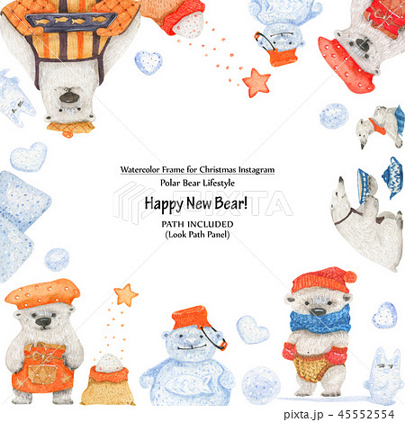 Polar Bears Winter Fun Instagram Greeting Frameのイラスト素材