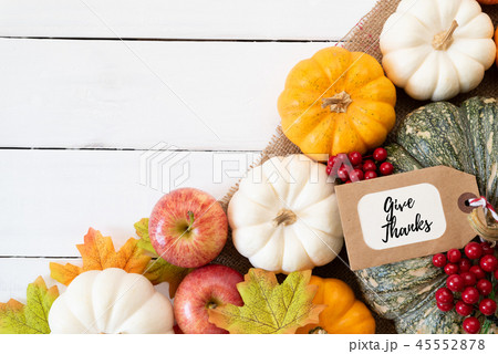 Top view of Autumn maple leaves with Pumpkin Top view of Autumn maple leaves with Pumpkin 45552878