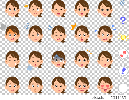 髪を縛った女性の種類の表情 主婦 母 妻のイラスト素材