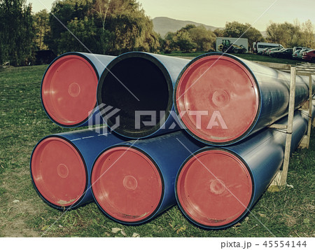 Pipes of PVC large diameter  prepared for laying 45554144