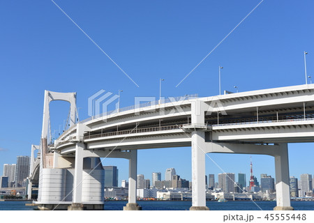 レインボーブリッジと東京の高層ビル群 45555448