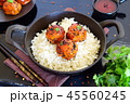 Spicy chicken balls in sweet chilli glaze 45560245