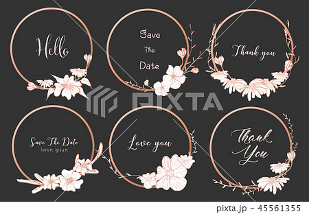 Set of dividers round frames, Hand drawn flowers,  45561355