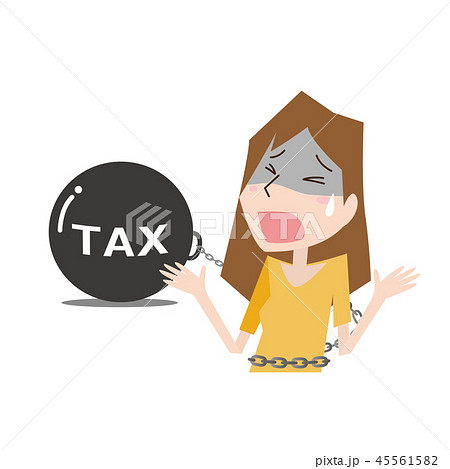 女性 税金 苦しい 鉄球 イメージのイラスト素材