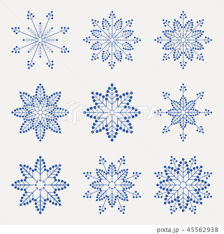 Christmas set of graceful, fragile snowflakes of blue color, 45562938