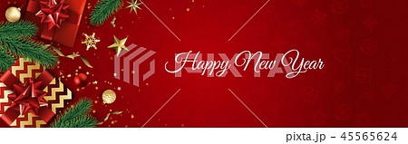 Christmas vector background. Design greeting card, banner, poster. Top view gift box, xmas 45565624