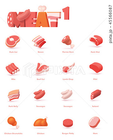 Vector meat icon set 45566087