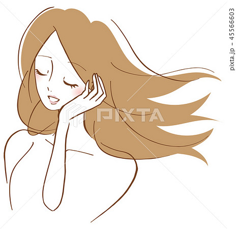 髪の毛 美容 なびく 女性 イラストのイラスト素材 45566603 Pixta