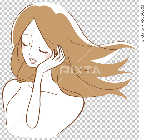 髪の毛　美容　なびく　女性　イラスト 45566603
