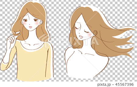 Hair Care Damaged Hair Beauty Hair Woman Illustration Set 45567396