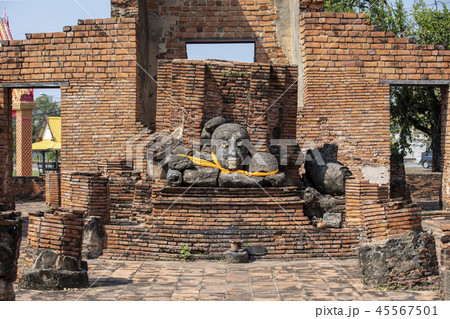 アユタヤ遺跡ワット・ウォラチェットの仏頭 45567501