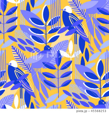 Abstract seamless pattern of minimalistic leaves in vibrant colors 45568253