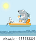 Shark drinks cocktail and floats on air mattress 45568884