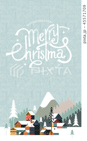 Wishing you a very Merry Christmas and Happy New year. Winter calligraphy and background. Vector 45571709