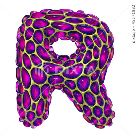 Golden shining metallic 3D with pink glass symbol capital letter R - uppercase isolated on white 45571882