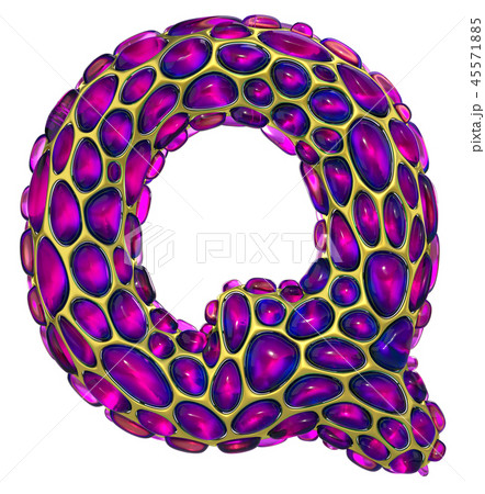 Golden shining metallic 3D with pink glass symbol capital letter Q - uppercase isolated on white 45571885