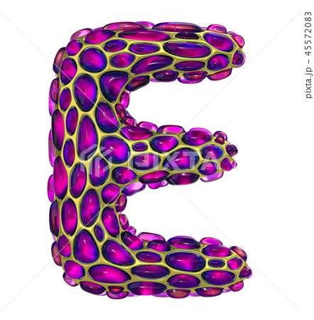 Golden shining metallic 3D with pink glass symbol capital letter E - uppercase isolated on white 45572083