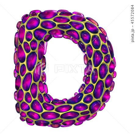 Golden shining metallic 3D with pink glass symbol capital letter D - uppercase isolated on white 45572084
