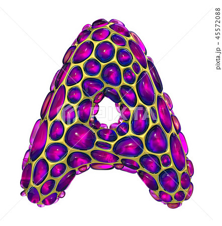 Golden shining metallic 3D with pink glass symbol capital letter A - uppercase isolated on white 45572088